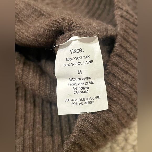 Vince sweater womens brown yak wool batwing vneck - Picture 8 of 8